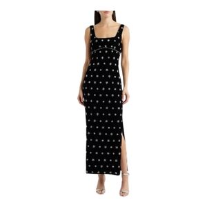 Saylor Emrys Embellished Velvet Column Maxi Dress